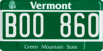 VT license plate BOO860
