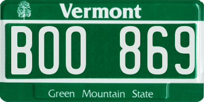 VT license plate BOO869