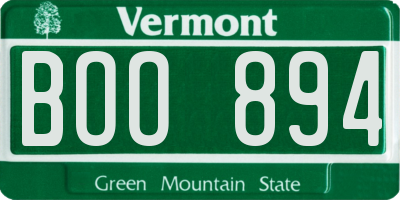 VT license plate BOO894