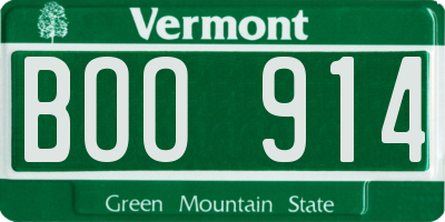 VT license plate BOO914