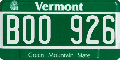 VT license plate BOO926