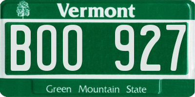 VT license plate BOO927
