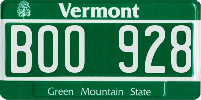 VT license plate BOO928