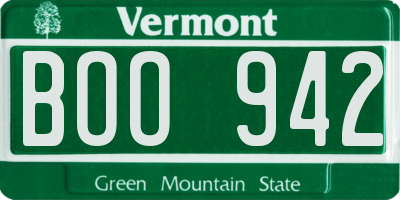 VT license plate BOO942