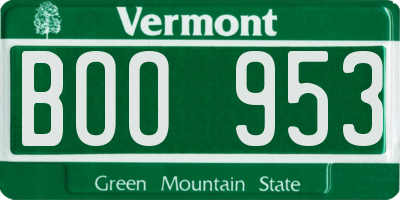 VT license plate BOO953