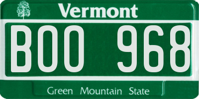 VT license plate BOO968