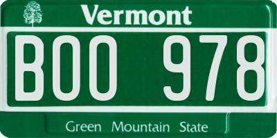 VT license plate BOO978