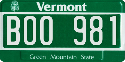 VT license plate BOO981
