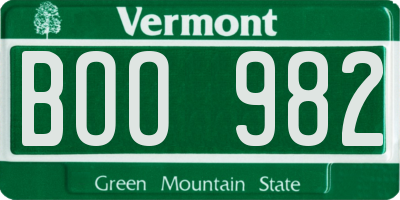 VT license plate BOO982