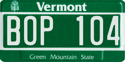 VT license plate BOP104