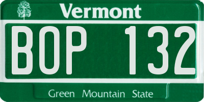 VT license plate BOP132