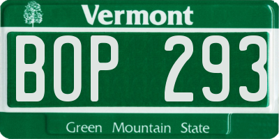 VT license plate BOP293