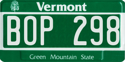 VT license plate BOP298