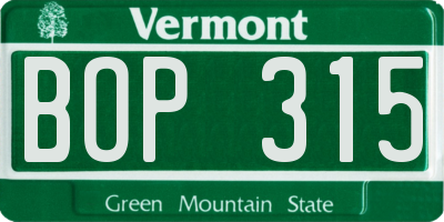 VT license plate BOP315