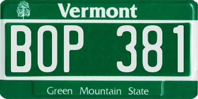 VT license plate BOP381