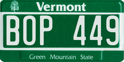 VT license plate BOP449