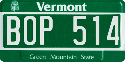 VT license plate BOP514