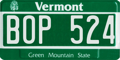 VT license plate BOP524