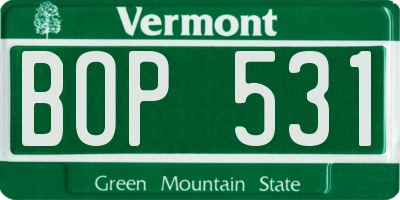 VT license plate BOP531