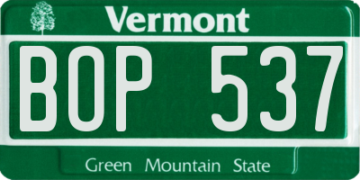 VT license plate BOP537