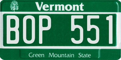 VT license plate BOP551