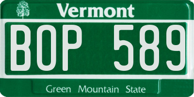 VT license plate BOP589