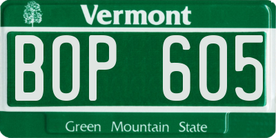 VT license plate BOP605