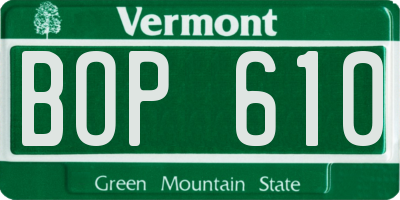 VT license plate BOP610