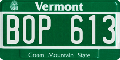 VT license plate BOP613