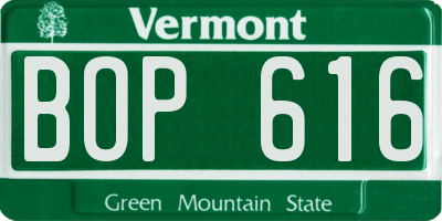 VT license plate BOP616