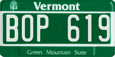 VT license plate BOP619