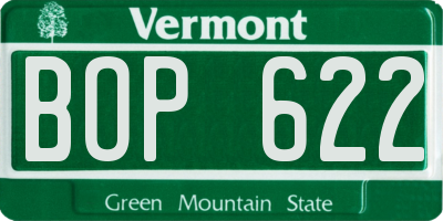 VT license plate BOP622