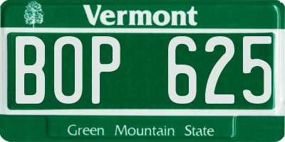 VT license plate BOP625
