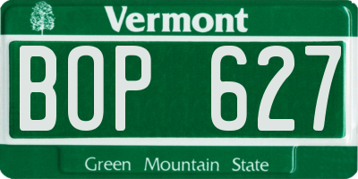 VT license plate BOP627