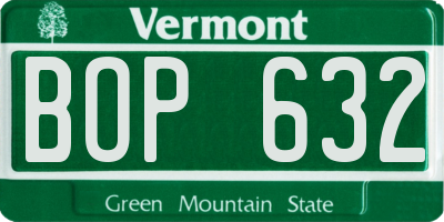 VT license plate BOP632