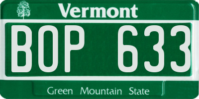 VT license plate BOP633