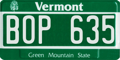 VT license plate BOP635