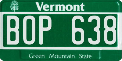 VT license plate BOP638