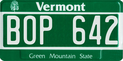 VT license plate BOP642