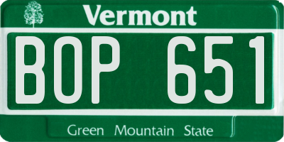 VT license plate BOP651