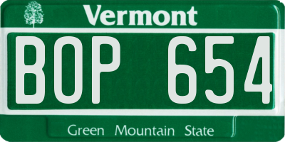 VT license plate BOP654