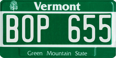 VT license plate BOP655