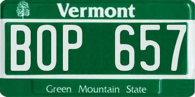 VT license plate BOP657
