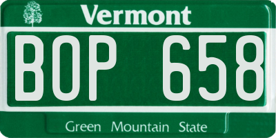 VT license plate BOP658