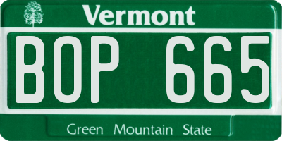 VT license plate BOP665