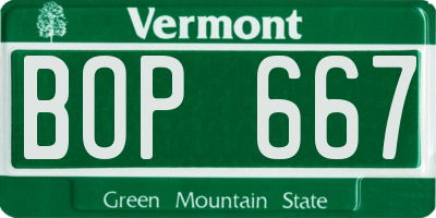 VT license plate BOP667