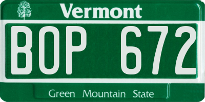 VT license plate BOP672