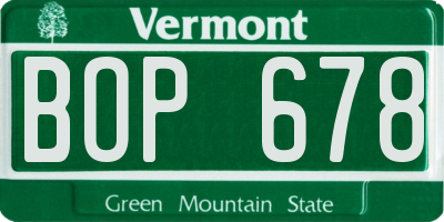 VT license plate BOP678