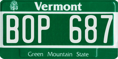 VT license plate BOP687