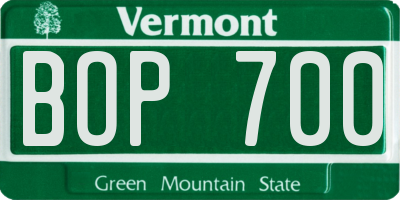 VT license plate BOP700